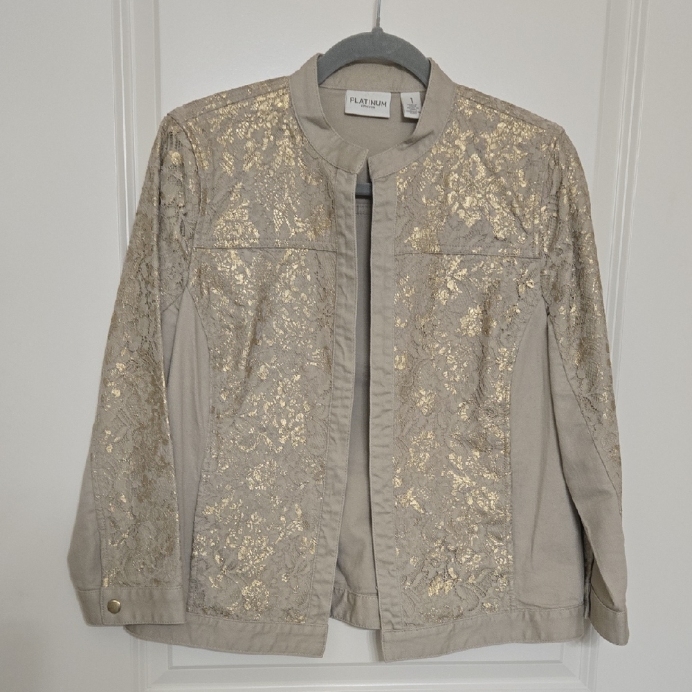 Chico's Elegant Gold and Tan Blazer